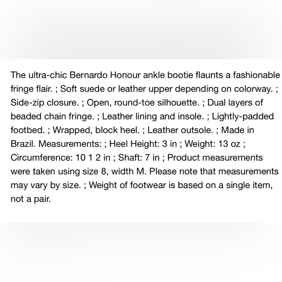 Bernardo Honour Ankle Boot w Metal Fringe Black Leather Bootie Women’s 7.5 - Picture 14 of 14